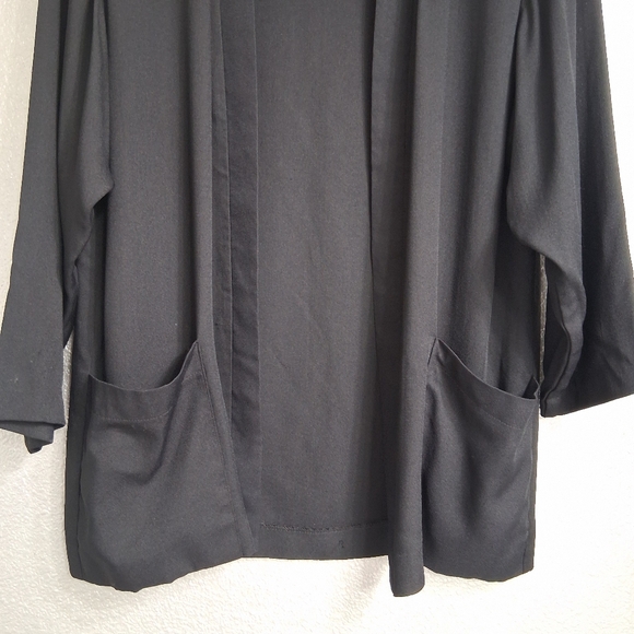 Women's Black Open Front Jacket - Picture 9 of 12